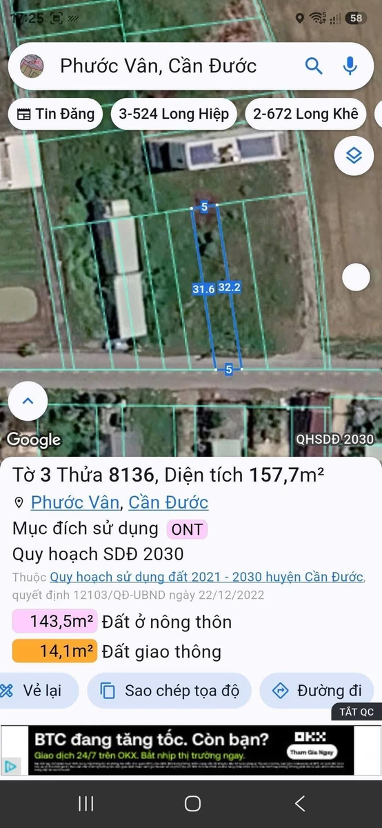 Bán đất mặt tiền 157.7m² Xã Phước Vân, Long An - Ảnh thu nhỏ 2
