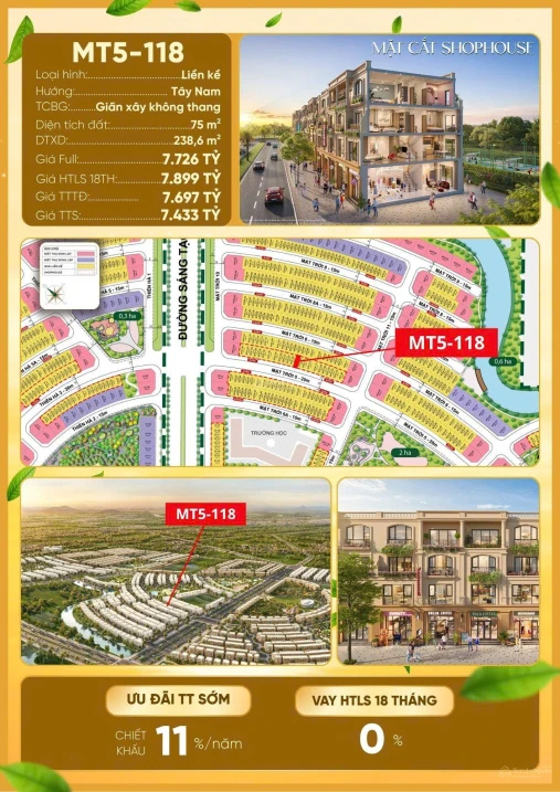 Shophouse đẹp nhất dự án - giá chỉ 6 tỷ!