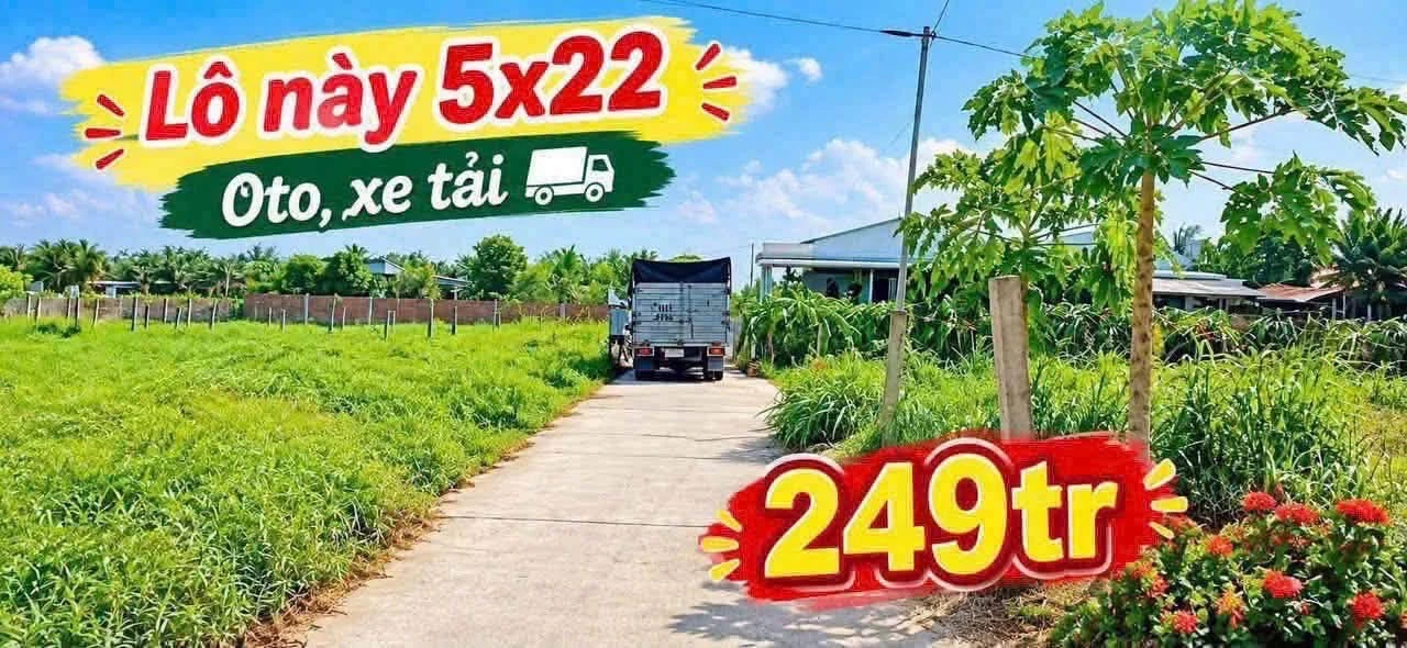 Bán đất 5x22m đường ô tô giá 249 triệu, sổ hồng riêng tại Châu Thành, Long An - Ảnh 1