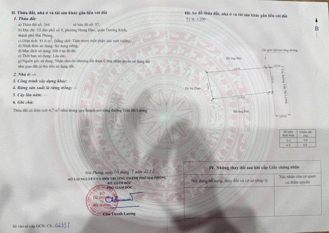 Bán lô đất mặt đường Trần Bá Lương 81.6m2 Hải Phòng - Ảnh 1