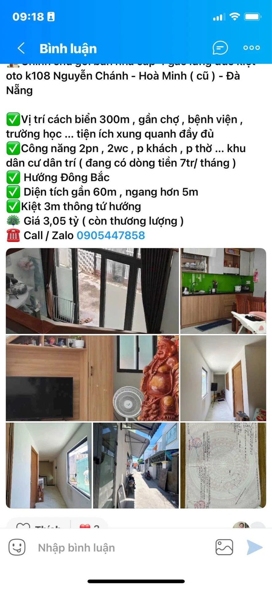 Bán nhà cấp 4 gác lửng kiệt ô tô K108 Nguyễn Chánh, Hòa Minh, Đà Nẵng, 60m2, 3,05 tỷ - Ảnh 1
