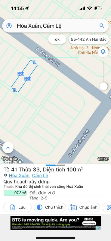 Bán đất 100m² Hòa Xuân, Đà Nẵng, 6,8 tỷ