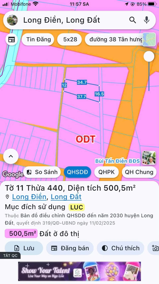 Bán đất 60m² Long Điền, Bà Rịa - Vũng Tàu chỉ 1 tỷ - Ảnh thu nhỏ 3