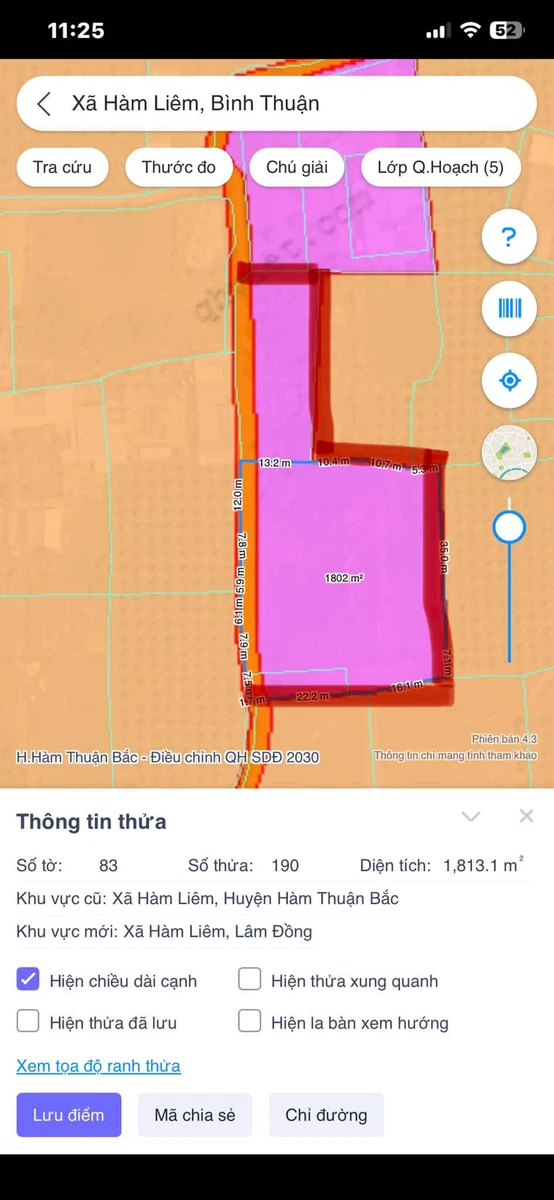 Bán đất 100m2 mặt tiền 82m tại Hàm Liêm, Bình Thuận 2 tỷ 850 - Ảnh thu nhỏ 3