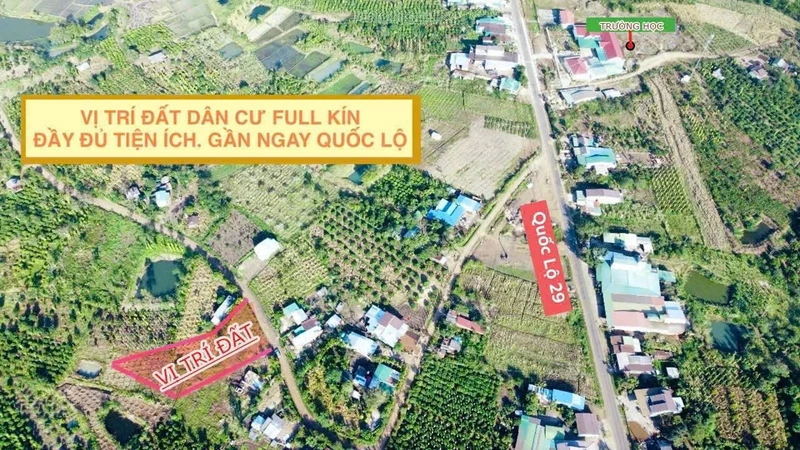 Bán đất 1000m2 có 100m2 thổ cư gần QL29, Ea Knốp, Ea Kar, Đắk Lắk giá 239 triệu