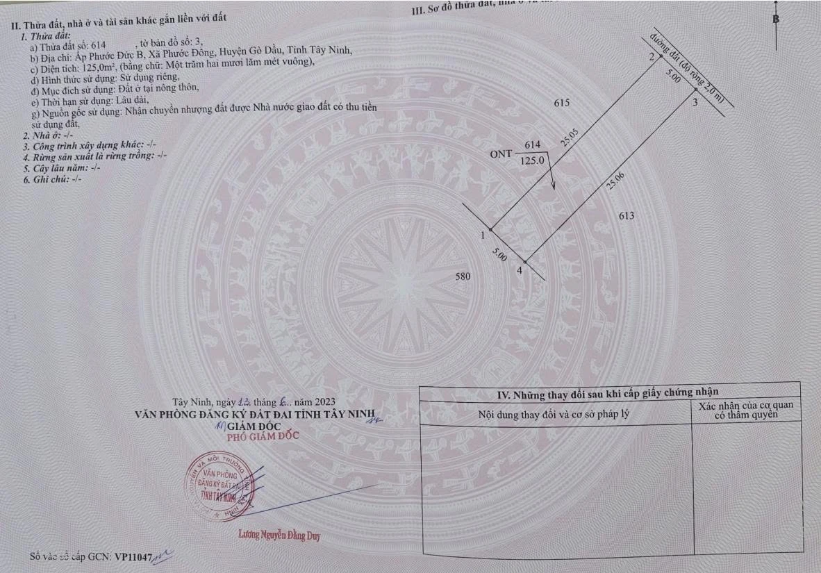 Bán đất thổ cư 125m² Phước Đức B, Tây Ninh 630 triệu - Ảnh 1