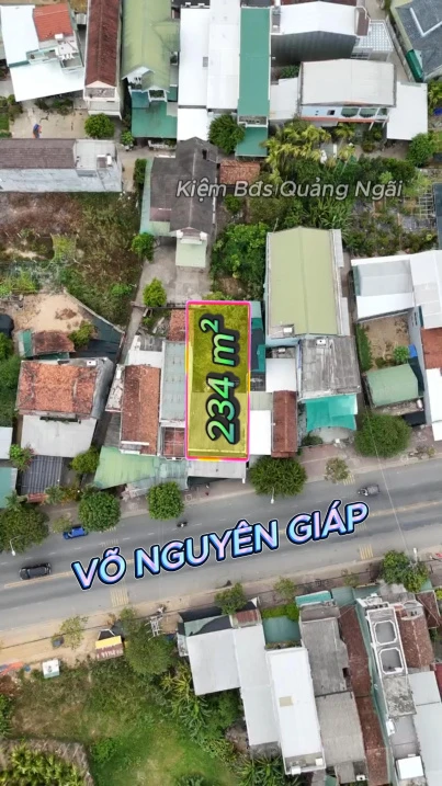 Bán 234m2 full thổ cư mặt tiền Võ Nguyên Giáp, ngang 9,3m, dưới BV Sơn Tịnh, giá 28 triệu/m2