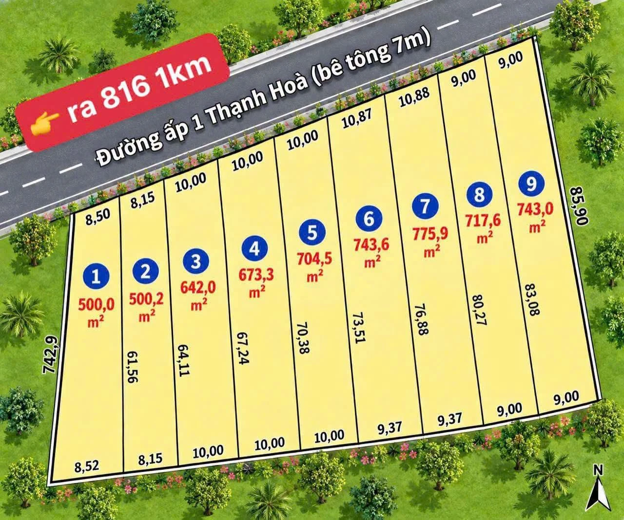 Bán đất vườn Thạnh Lợi Long An 500-750m2 560-690 triệu - Ảnh 1