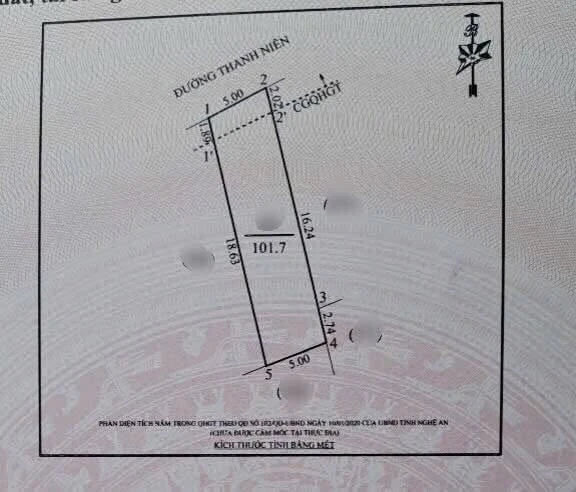 Bán đất 101,7m² mặt đường Thanh Niên, Nghi Ân, Nghệ An
