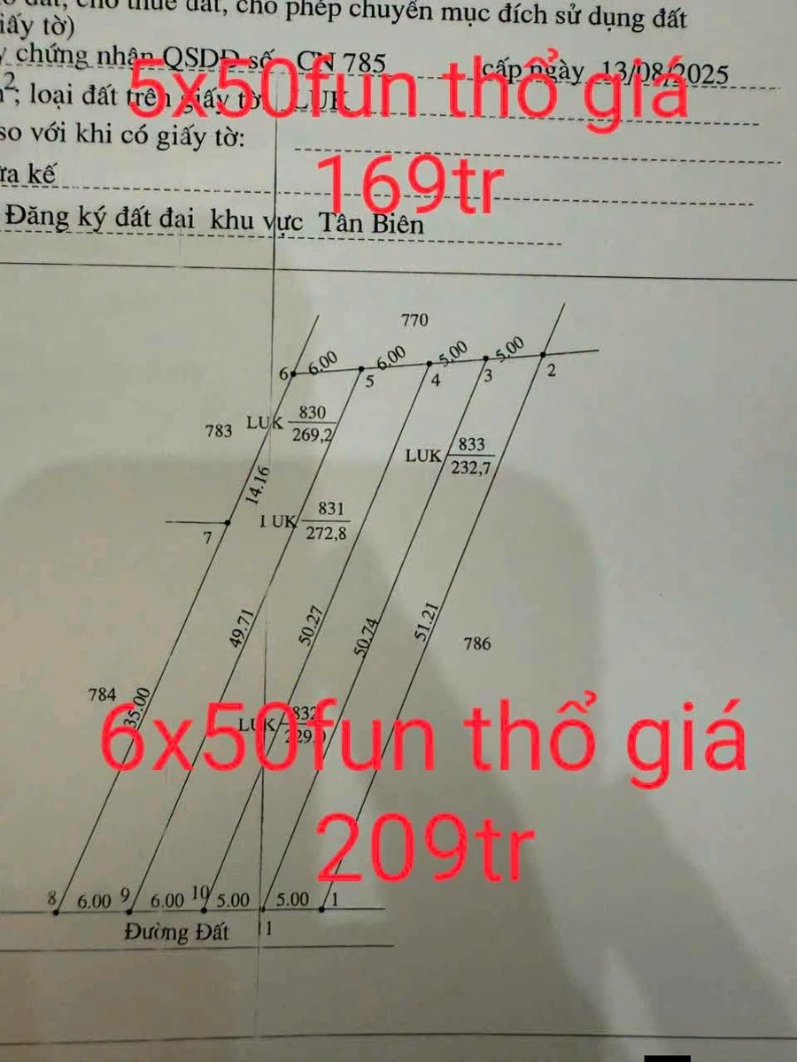 Bán đất thổ cư 5x50m Gò Đá 169 triệu - Ảnh thu nhỏ 2