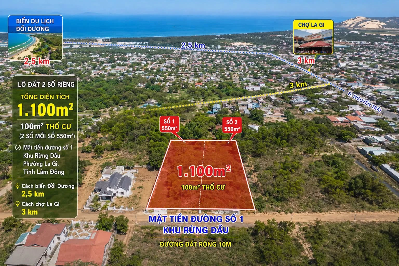 Bán đất 1.100m² mặt tiền Đường Số 1, Bình Thuận, giá 2 tỷ 6 - Ảnh 1