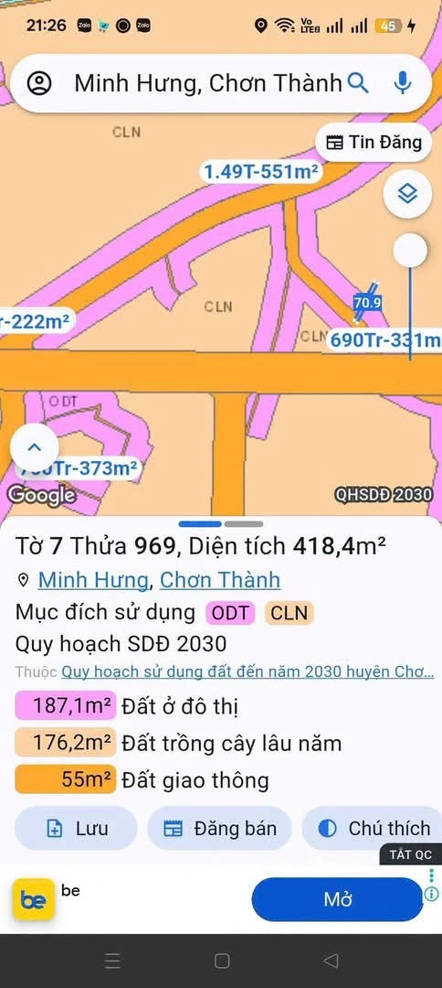 Bán đất xây dãy trọ 418m2 mặt tiền 6m gần KCN Minh Hưng - Ảnh thu nhỏ 5