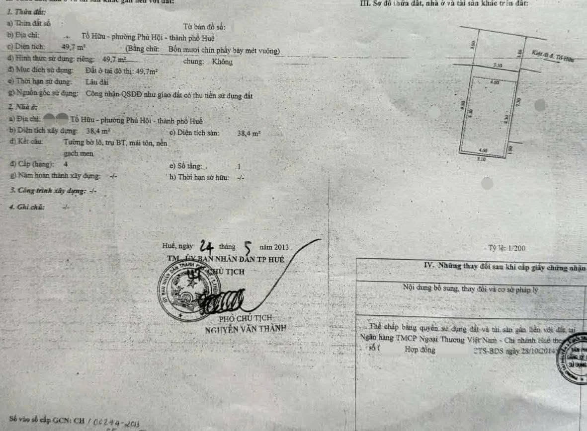 Bán nhà kiệt 49.7m² 3 PN Tố Hữu, Huế - Ảnh thu nhỏ 5