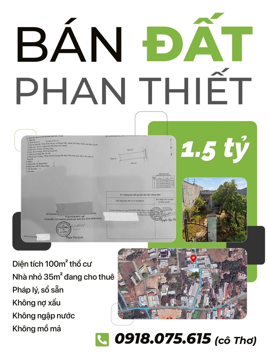 Bán đất 100m² thổ cư Phan Thiết 1,5 tỷ - Ảnh 1
