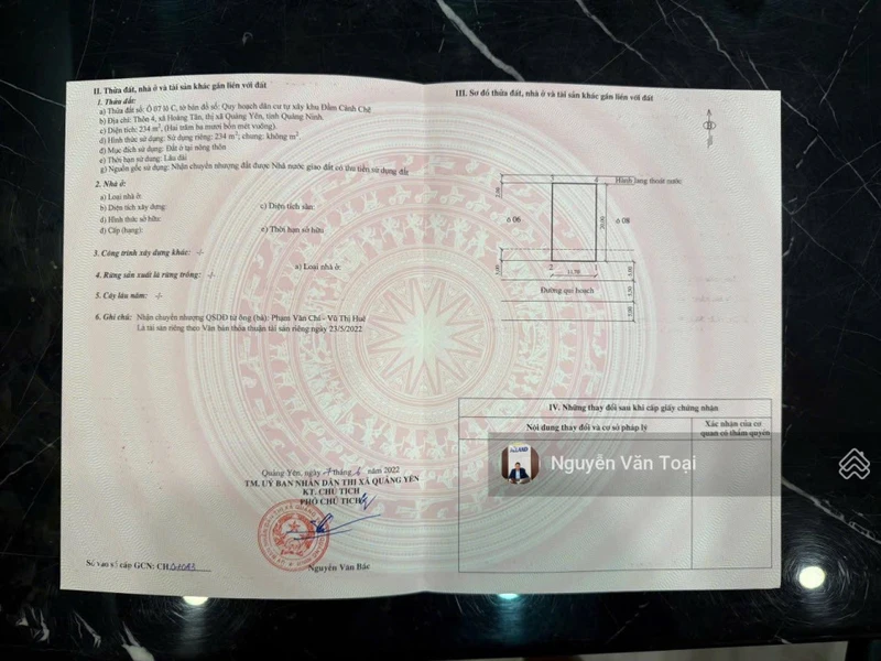 Đối diện VinHomes Vinmec diện tích 234m2 khu Cành Trẽ Hoàng Tân, Hà An
