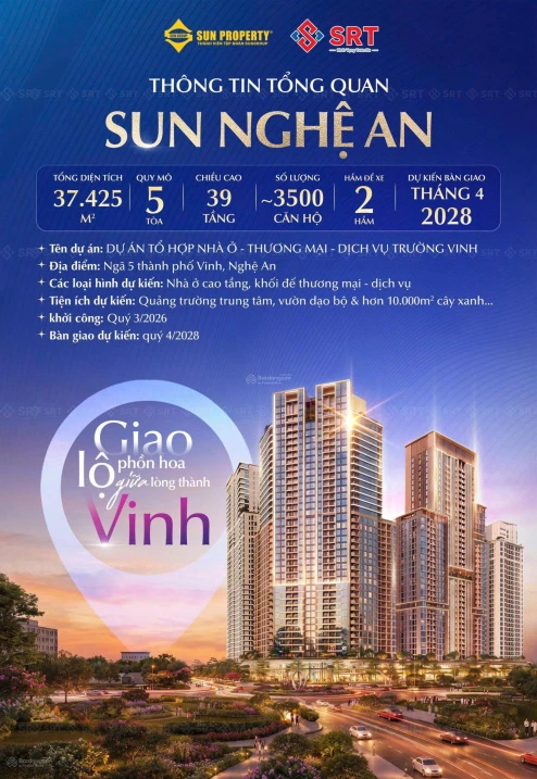 Giá dự án Sun Trường Vinh chưa tới 60tr/m2, chiết khấu khách hàng tiên phong lên đến 3,7%.