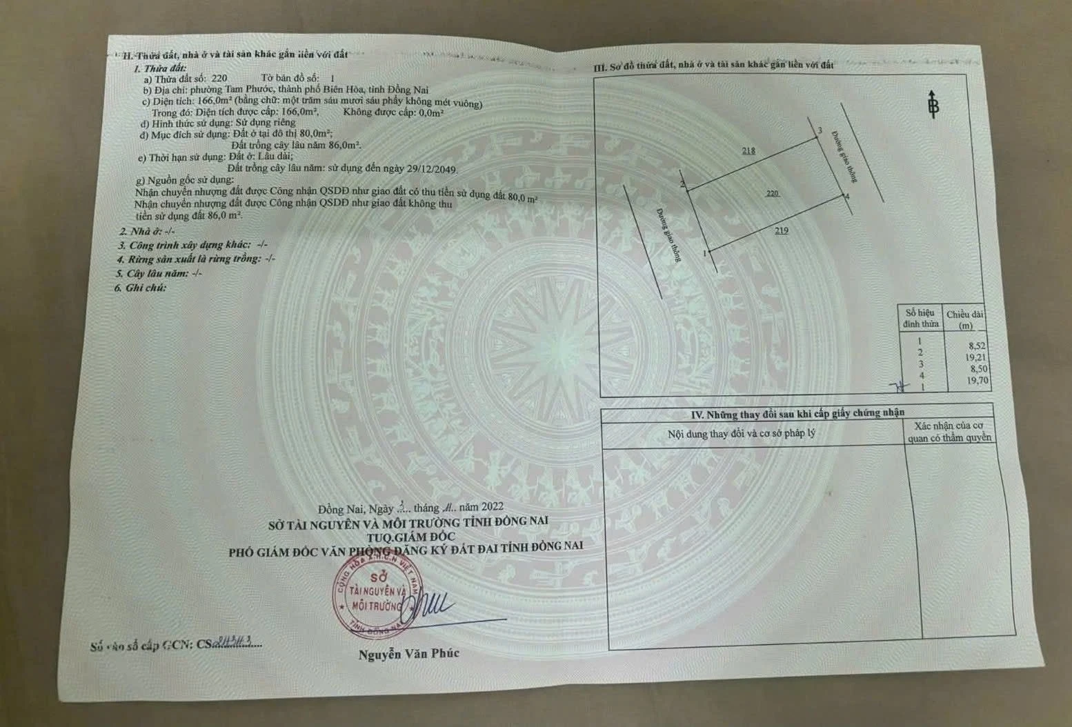 Bán lô đất 195m2 hai mặt tiền Tam Phước, Bình Dương, 1 tỷ 1 - Ảnh 1