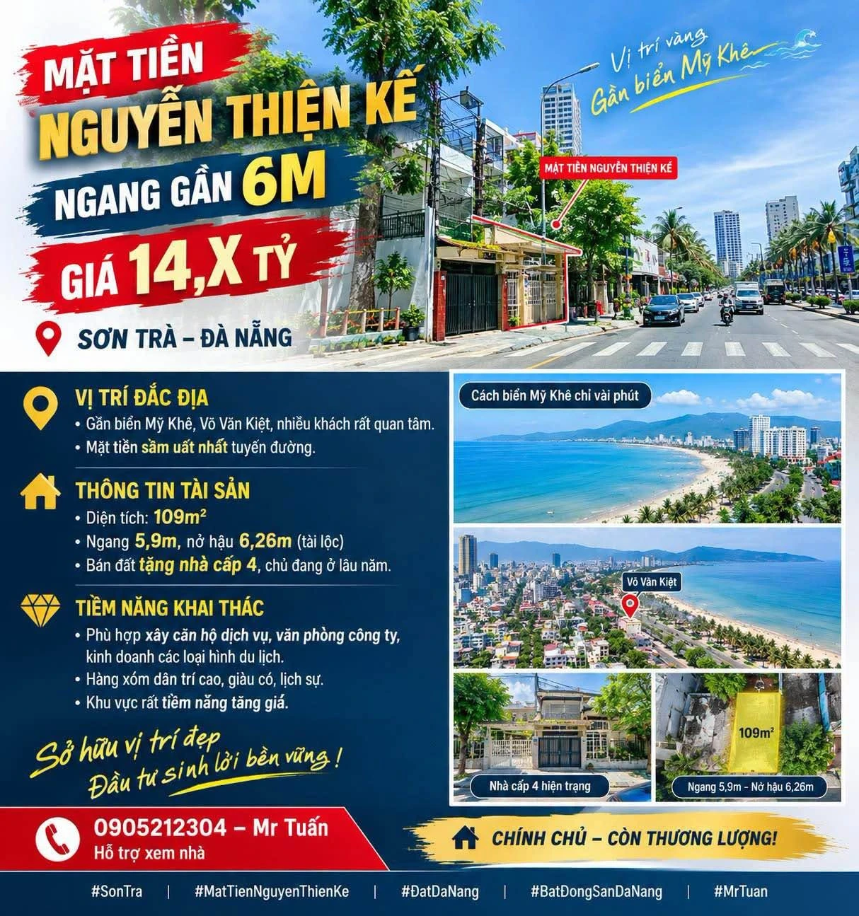 Bán đất mặt tiền Nguyễn Thiện Kế 109m² Đà Nẵng giá 14 tỷ - Ảnh 1