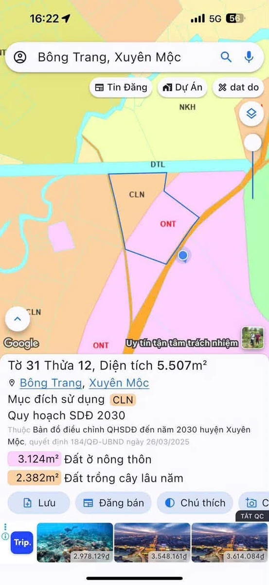 Bán đất Bông Trang 5.507m² gần biển, 4 tỷ 250 - Ảnh thu nhỏ 2
