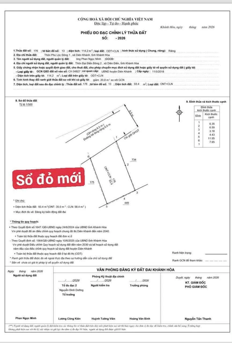 Bán đất 93m² Thị Trấn Diên Khánh 1 tỷ 450 triệu - Ảnh thu nhỏ 5