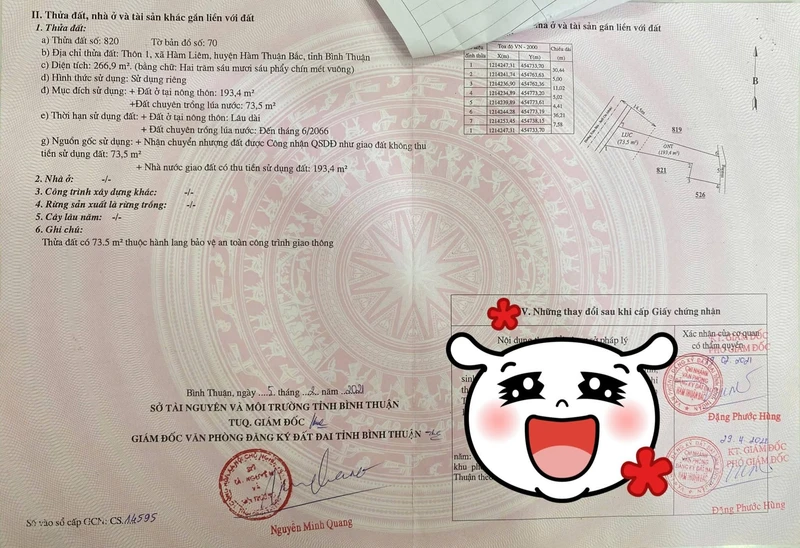 Bán đất mặt tiền 266m2 thôn 1 Hàm Liêm Lâm Đồng