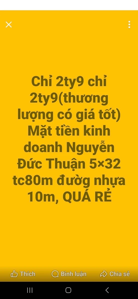 Bán mặt tiền kinh doanh Nguyễn Đức Thuận, 80m2, 2.9 tỷ - Ảnh 1