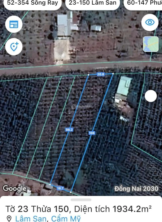 Bán ~ 2 sào đất mặt tiền đường Lâm San 4, Ấp 2 Lâm San Đồng Nai, hồ Sông Ray, giáp Bà Rịa - Ảnh thu nhỏ 3
