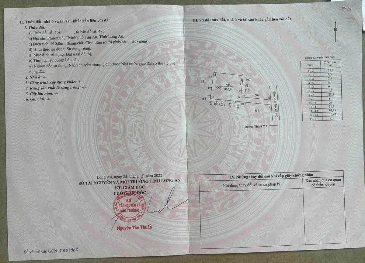 Bán 1 công đất thổ cư 1057m2 hẻm 141 TL827A, phường Long An, Tây Ninh - Ảnh thu nhỏ 4