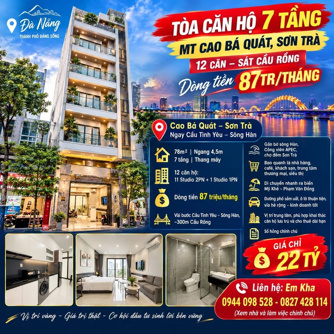 Bán shophouse Cao Bá Quát, Sơn Trà, 78m², 22 tỷ - Ảnh 1