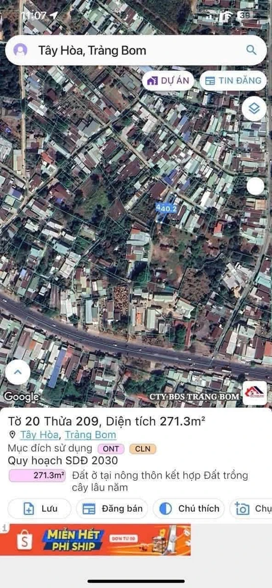 Bán lô góc 2 mặt tiền 100m² Xã Hưng Thịnh, Đồng Nai - Ảnh thu nhỏ 3