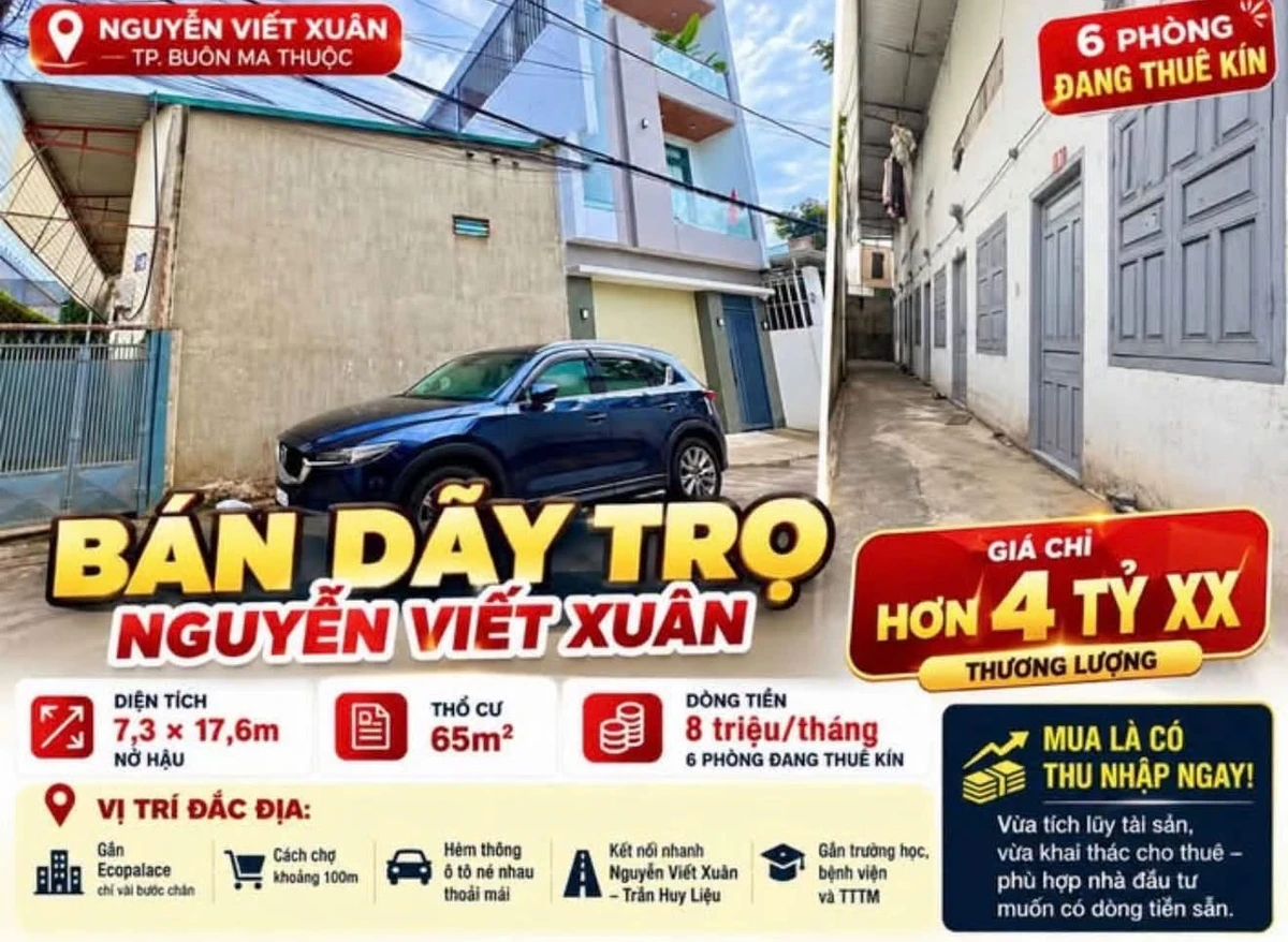 Bán dãy trọ 6 phòng Nguyễn Viết Xuân 128m² 4 tỷ - Ảnh 1