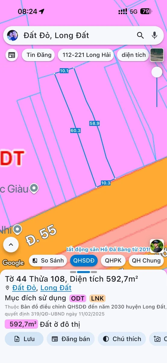 Bán đất mặt tiền kinh doanh QL55 Đất Đỏ 593m² - Ảnh thu nhỏ 4