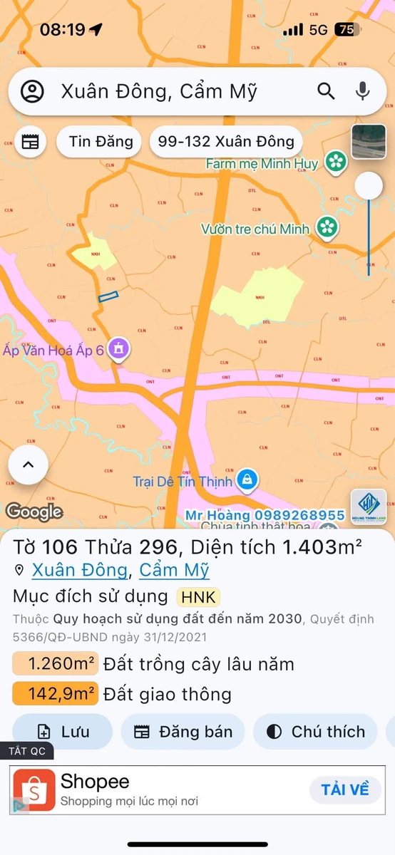 Bán đất 1400 m² 2 mặt tiền Xuân Tây Cẩm Mỹ Đồng Nai - Ảnh thu nhỏ 5
