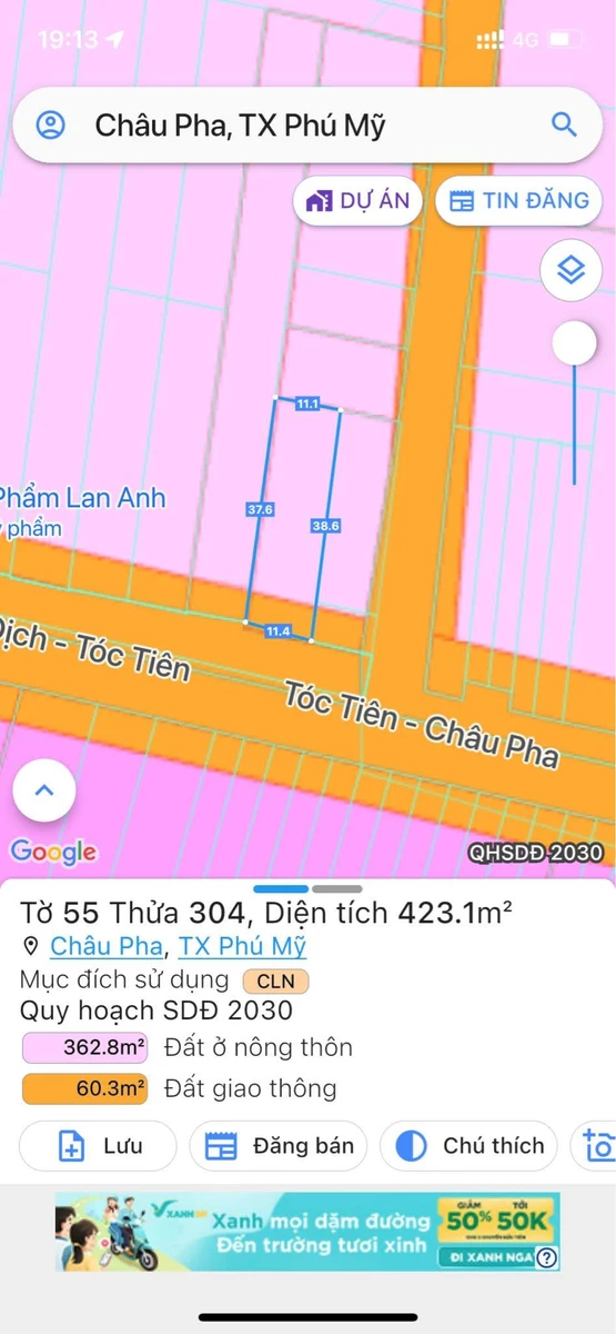 Bán đất mặt tiền Châu Pha Tóc Tiên 11x37m 5 tỷ 2 - Ảnh thu nhỏ 2