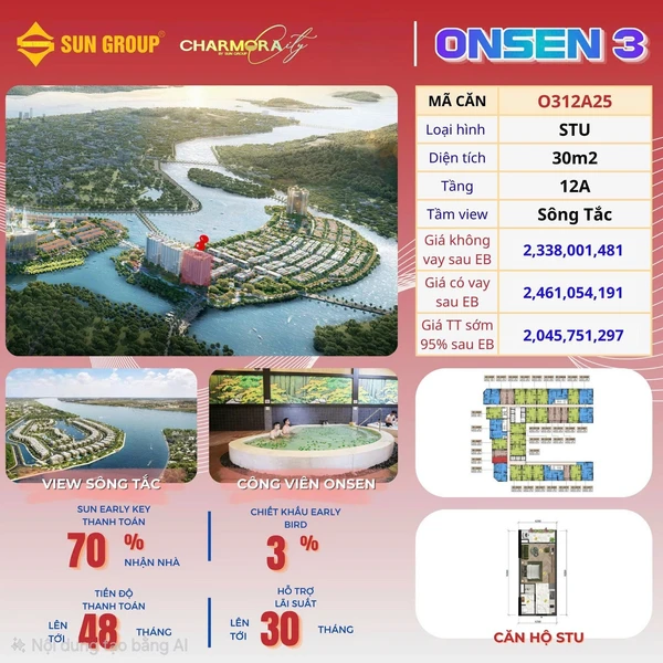 Bán căn hộ Studio 34,5m² Charmora City Nha Trang 2,288 tỷ