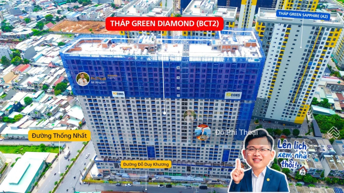 Bán căn hộ Bcons City tháp Green Diamond 2PN - 3PN view Đông Nam, giá từ 2tỷ7. TT trước 20% ký HĐ - Ảnh thu nhỏ 3