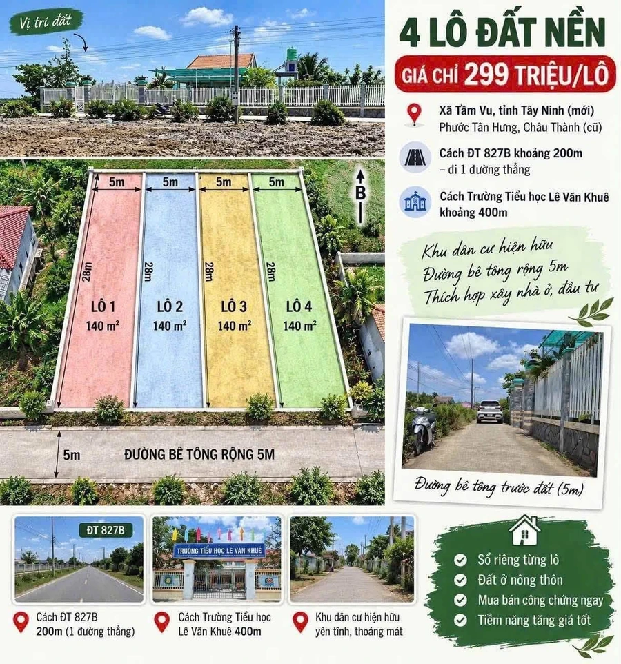 Bán đất thổ cư 145m² Châu Thành, Long An, 299 triệu - Ảnh thu nhỏ 2