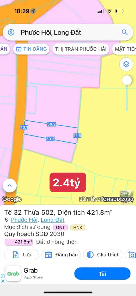 Bán đất Phước Hội Long Đất 421.8m² gần biển 2.4 tỷ - Ảnh thu nhỏ 4