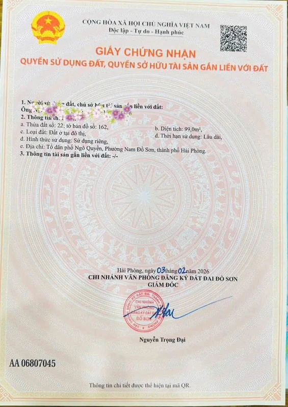 Bán lô đất mặt đường Đức Thắng 99m² Hải Phòng