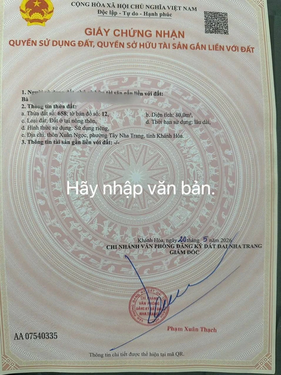 Bán lô đất Nha Trang 80m² sát Hòn Thơm 1 tỷ 5 - Ảnh 1