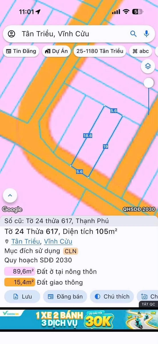 Bán đất thổ cư 90m² đường 768 Biên Hòa 1 tỷ 490 triệu - Ảnh 1