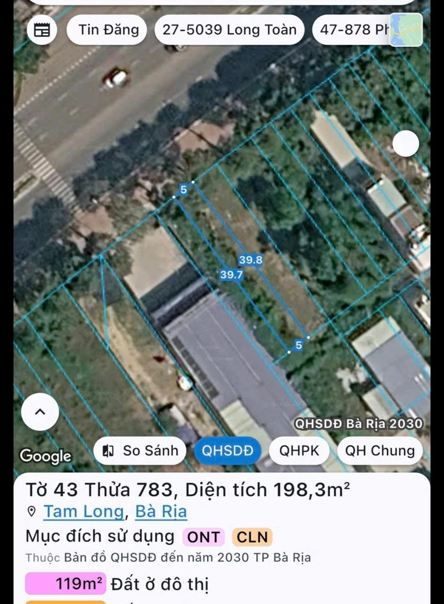 Bán gấp 2 lô đất mặt tiền đường Hùng Vương 198m2, giá 3,49 tỷ/lô, Hòa Long, Bà Rịa - Ảnh thu nhỏ 3