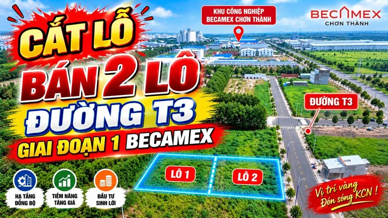 Bán đất 300m² đường T3 Becamex Chơn Thành 1 tỷ 6