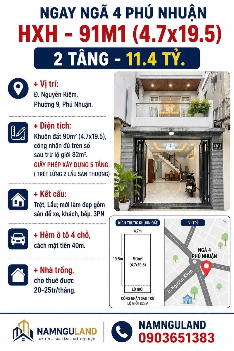 Bán nhà 2 tầng 90m² Nguyễn Kiệm, Phú Nhuận, 11.4 tỷ - Ảnh 1