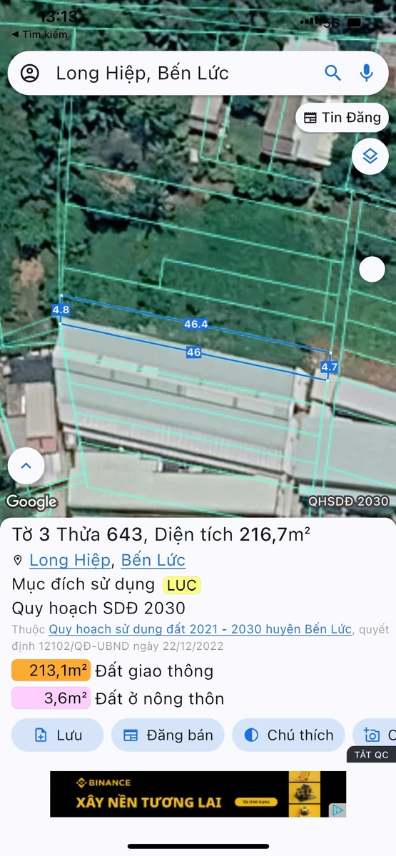 Bán 2 lô đất ở Long Hiệp, Bến Lức, Long An, sổ riêng - Ảnh thu nhỏ 2