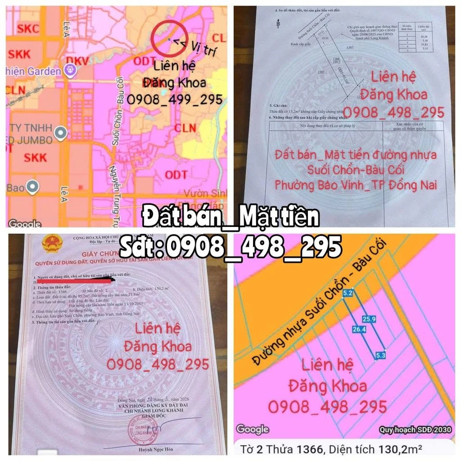 Bán đất mặt tiền 130m² Phường Bảo Vinh, Long Khánh 1,2 tỷ - Ảnh thu nhỏ 2
