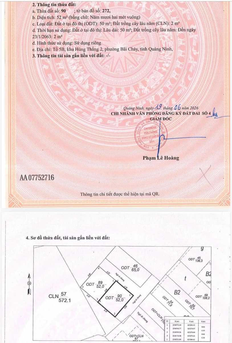 Bán lô đất 52m² Bãi Cháy, Quảng Ninh 1,6 tỷ - Ảnh 1