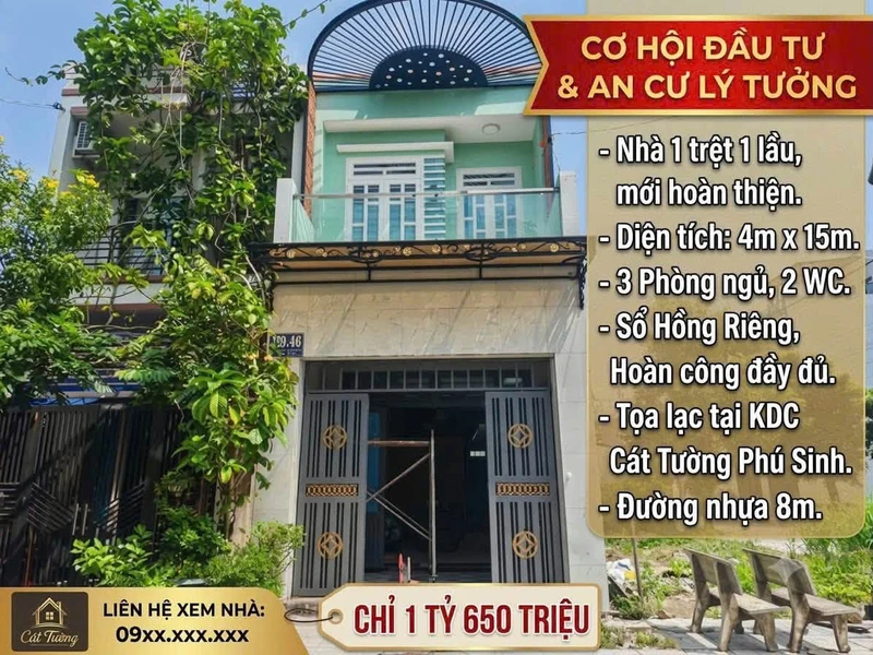 Bán nhà trệt lầu 4x15m sổ riêng hoàn công tại Mỹ Hạnh Bắc, Đức Hòa, Long An