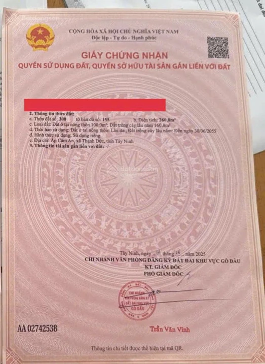 Cần bán gấp đất ở xã Thạnh Đức, Tây Ninh, gần Quốc lộ 22, đường nhựa, sẵn 200m2 thổ cư, gần chợ - Ảnh 1