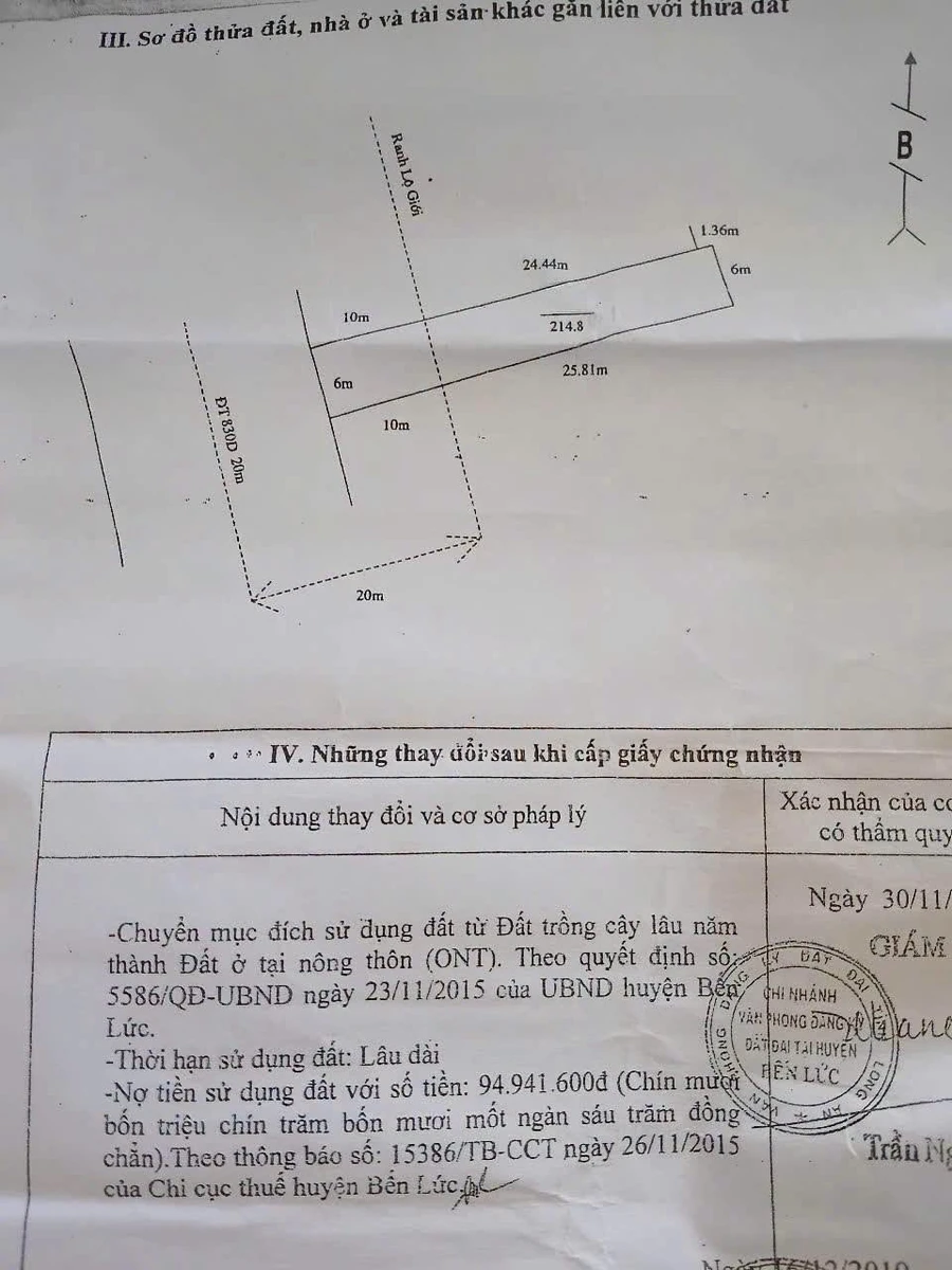 Bán đất thổ cư mặt tiền Mỹ Yên - Tân Bửu 181,7m2 tặng nhà cấp 4, Bến Lức - Ảnh thu nhỏ 4